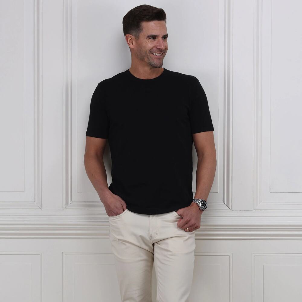 NWT Collars & Co Lucca Luxury Touch Cotton and Silk T-Shirt Navy Blue Large